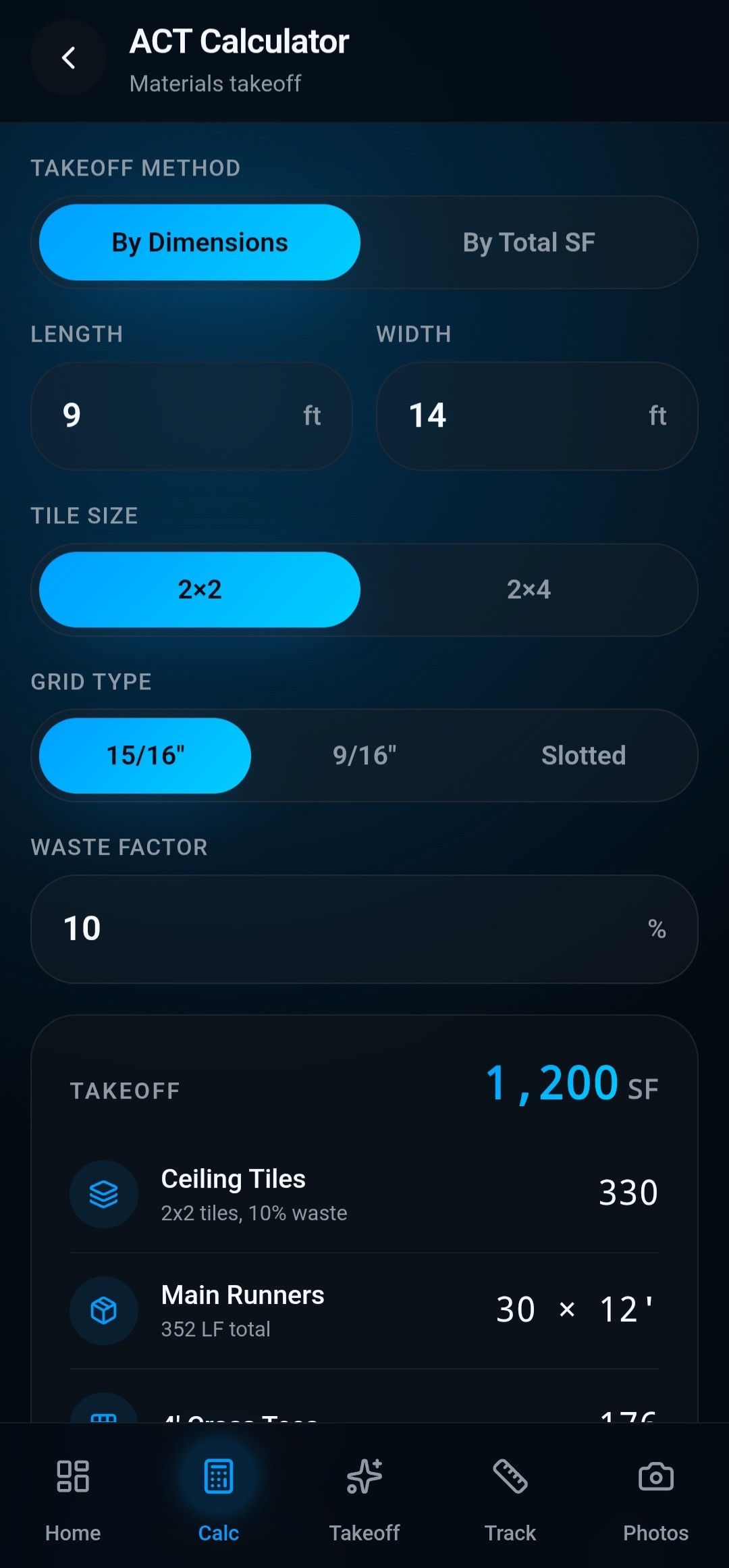 ACT Calculator screen